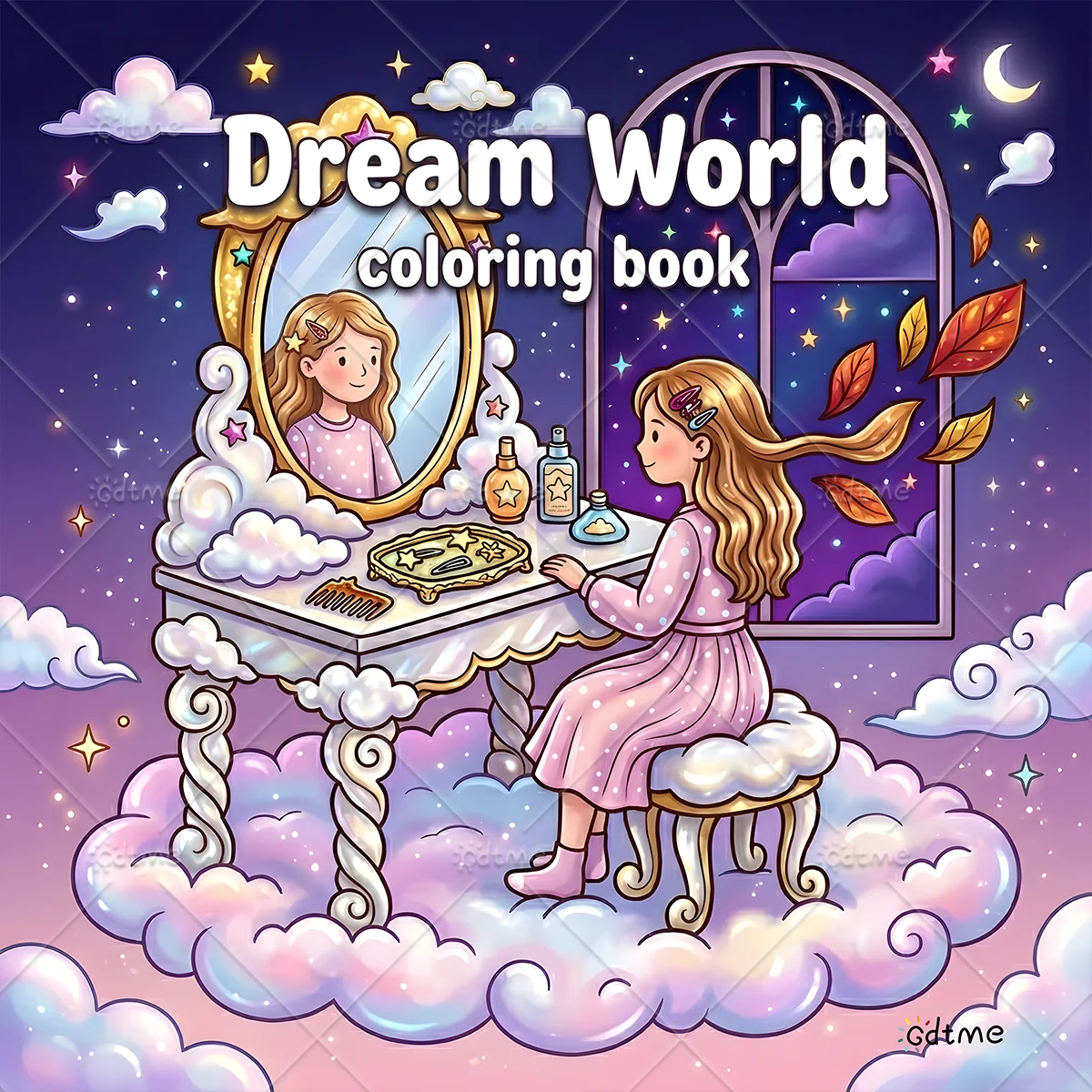 Dream World Coloring Book for Adults Fantasy Cute Girls Large Print Coloring Pages Stress Relief Drawing Activity Book Gift