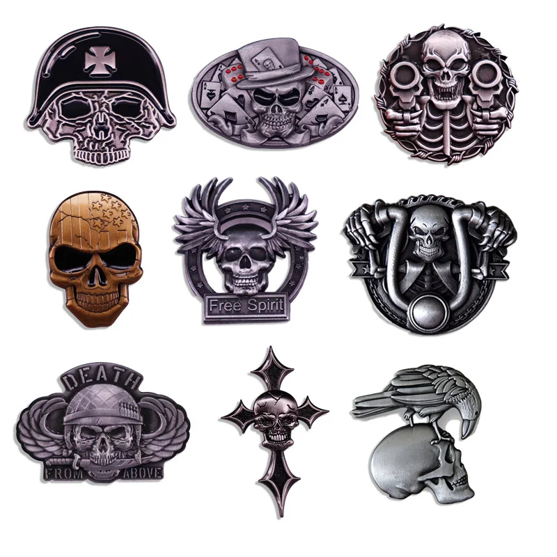 Pin de esmalte de calavera Vintage, insignia Punk de muerte, Pin de mochila para hombre, broche de chaqueta vaquera, accesorios de ropa de miedo para Halloween