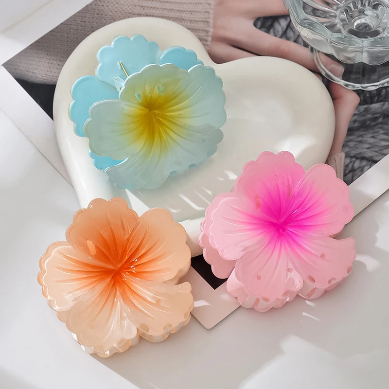 Summer Rolled Heart Flower 8CM Hair Claw Clip Hairpin Barrettes Ponytail Beach Head Accessories Holiday Women Girls Hair Clip