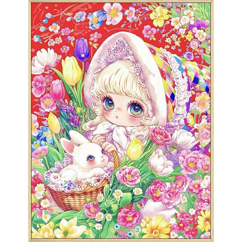 

9ct 100x75 см Цветочная корзина с принтом кролика, набор для вышивки крестом, набор для рукоделия «сделай сам», поделки с иглами, нитки