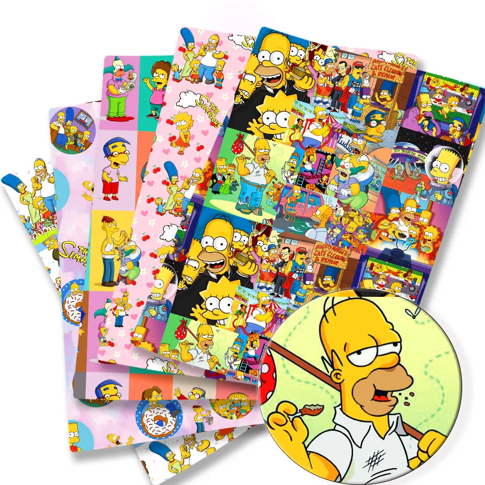 Tela estampada de dibujos animados de Los Simpson, poliéster/100% algodón/satén, 140x50 cm, tela para patchwork, costura infantil, muñecas, cortinas 81932