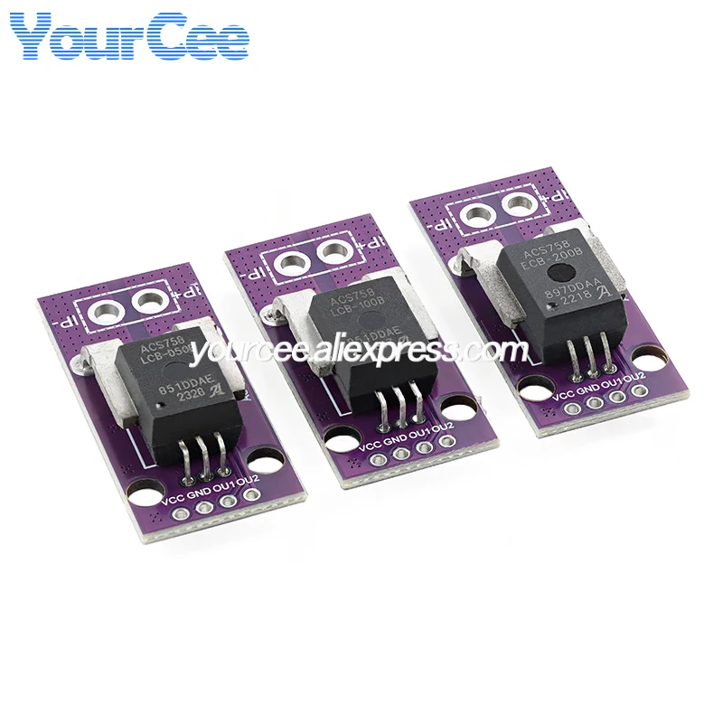 2pcs/1pc ACS758 ACS712 ACS724 ACS712ELCTR Hall Current Sensor Module 200A 150A 100A 50A 30A 20A 5A ACS758ECB Hall Current Detect