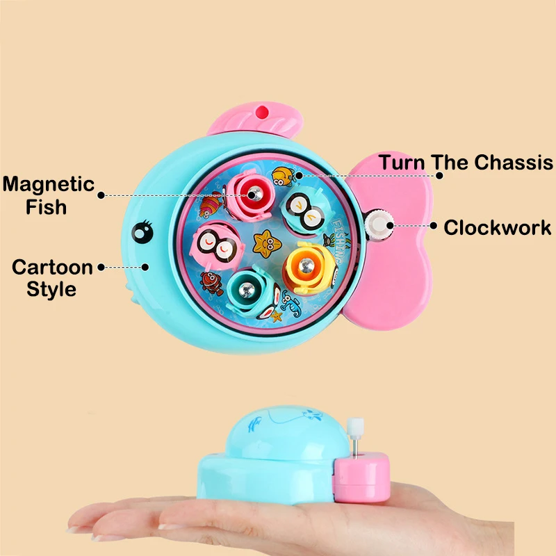 Jeu d'horloges de pêche magnétique rotatif pour enfants, jeu de plateau de pêche interactif Parent-enfant, cadeau