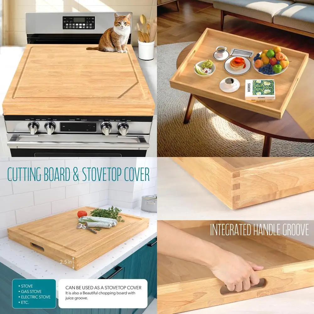 

Многоцелевая крышка для кухни 3-в-1 — верхняя защита для электрической плиты 30x22 с внутренней разделочной доской, защитой газовой плиты, унитазом для раковины