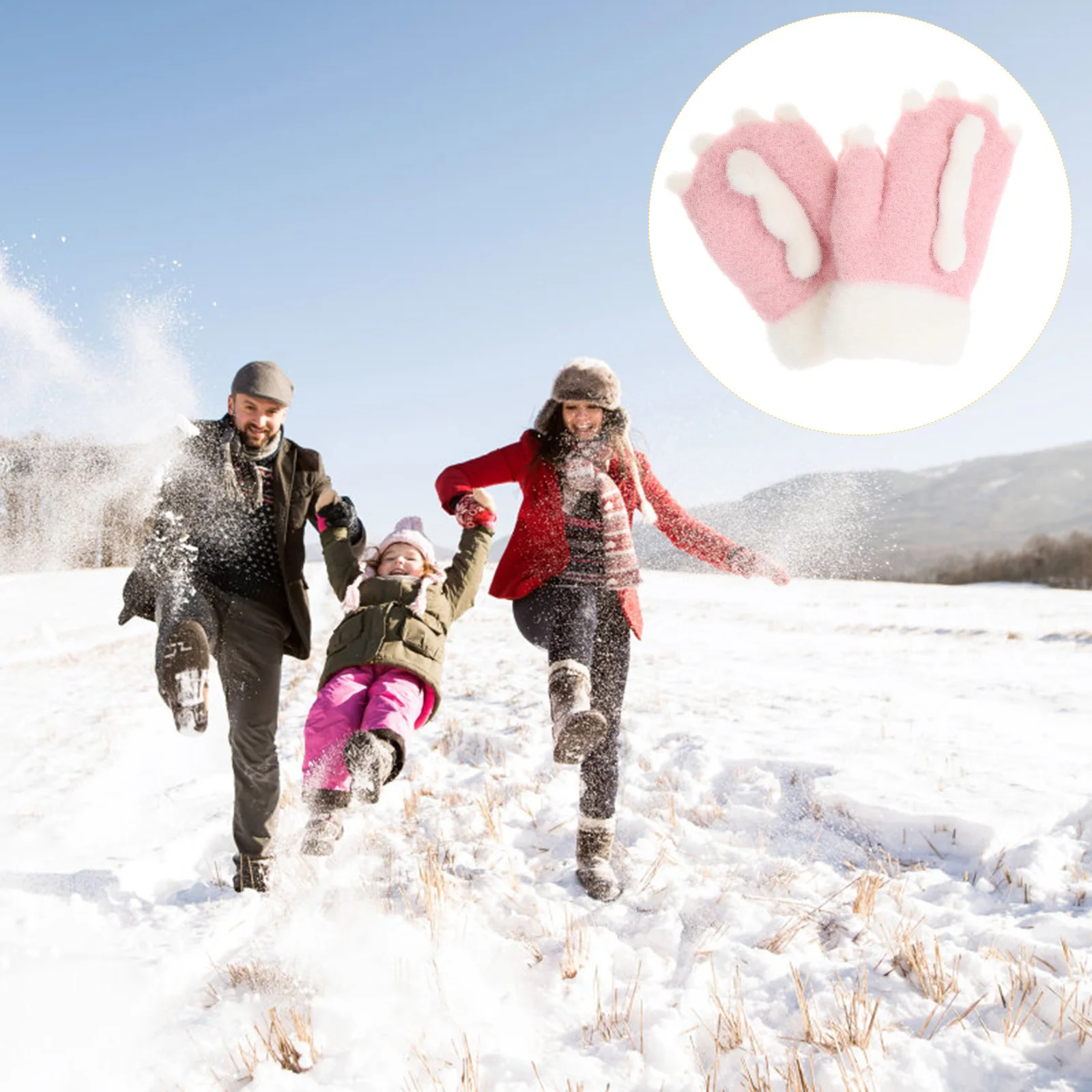 

1Pair Kids Cashmere Winter Gloves Thick Warm Full Finger Soft Comfortable Outdoor Windproof Gloves for Cold Weather
