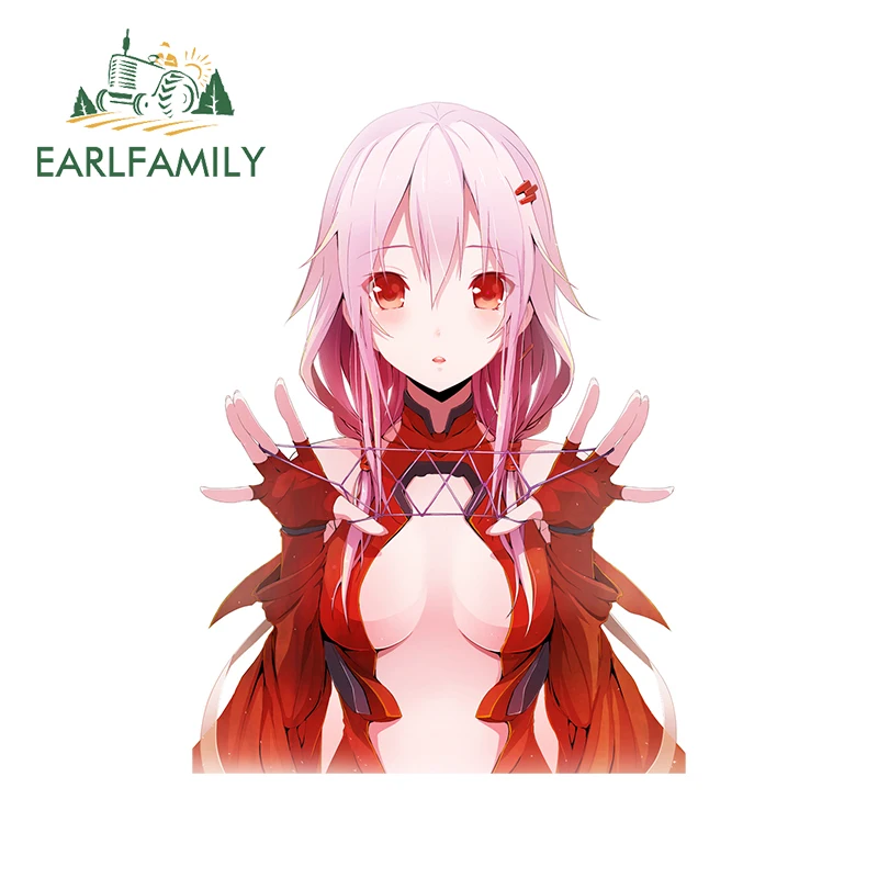 EARLFAMILY Guilty Crown Sunscreen Vinyl Car Stickers Refrigerator JDM Motorcycle Rearview Mirror Anime Decal Car Door Protector