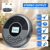 Portable Bluetooth CD Player Rechargeable Discman with Dual Speakers and Headphones Cd Player Mp3 Player Black-A22U