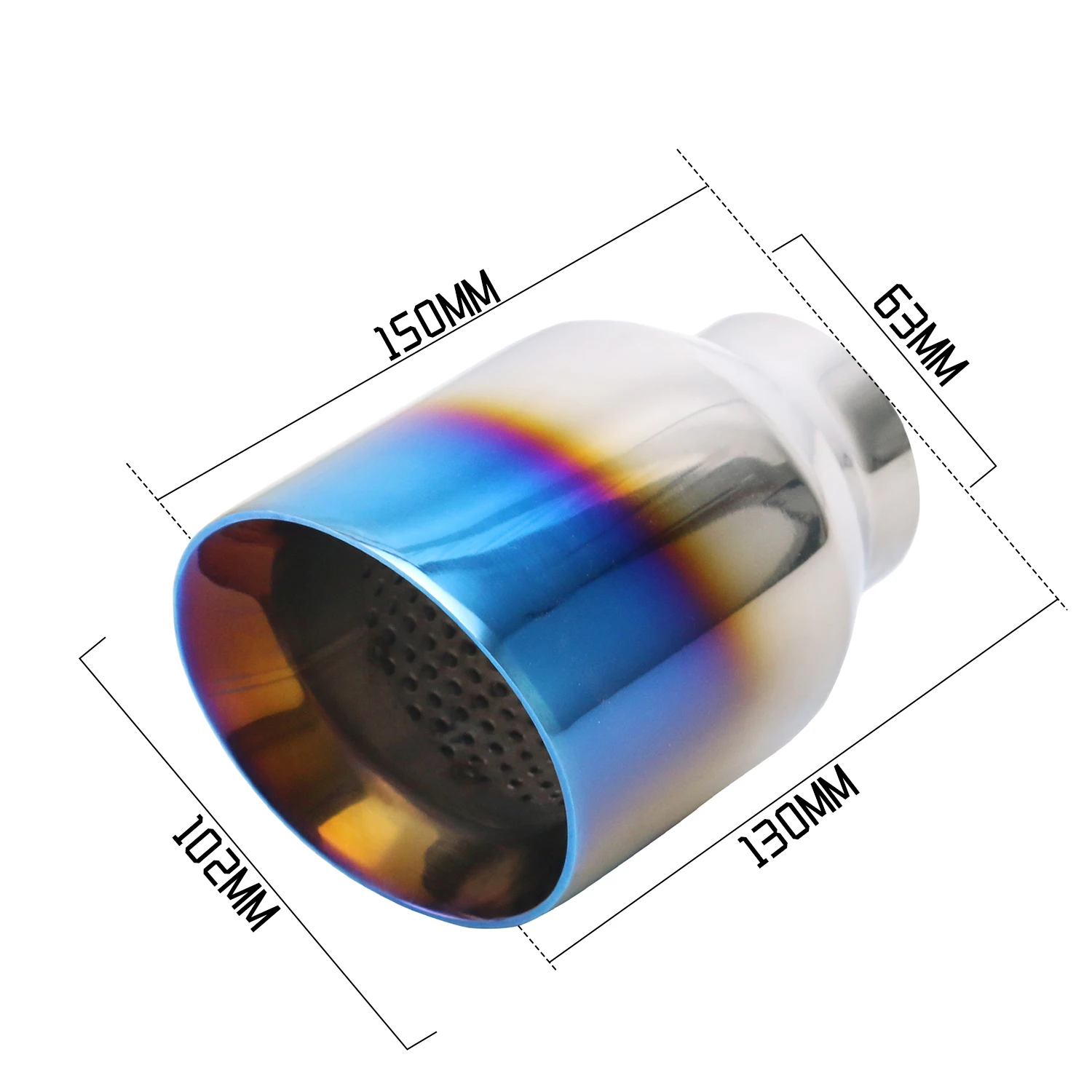 2PCS Stainless Steel Burnt Blue Exhaust Tip 2.5'' to 4'' Universal Car Muffler Nozzle Tailpipe