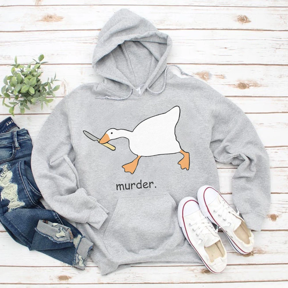 Murder Goose Hoodies Funny Print  Meme Goose Aesthetic Sweatshirt Hoodie