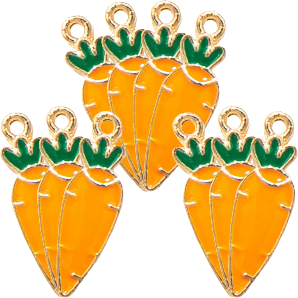 

10Pcs Carrot Charms Pendant Jewelry Making DIY Supplies Bright Cartoon Alloy Pendants for Keychain Sweater Chain Craft Projects
