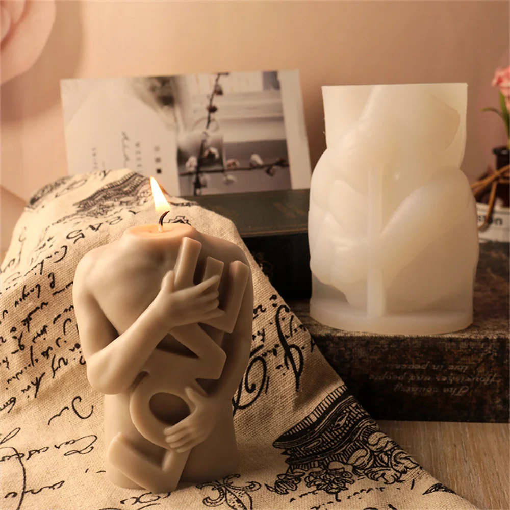 LOVE Men\'s Body Silicone Candle Mold Valentine\'s Day Gift Candle Making Silicone Mold Resin Casting Mold