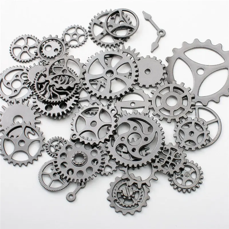 100g/lot Metal Steampunk Gear Pendant Loose Beads Black Mixed DIY Handmade Jewelry Making Findings Accessories Components