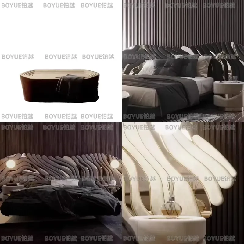 Luxury Modern Double Bed High End Custom Villa Bedroom Furniture Classical Hotel  Quality Master Room Sleeping Platform