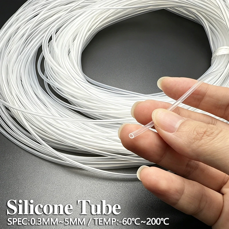 Capillary Flexible Silicone Tubing ID 0.5 1 1.5 2 2.5 3 3.5 4mm Clear Plastic Food Grade Tube Temperature Resistance Nontoxic