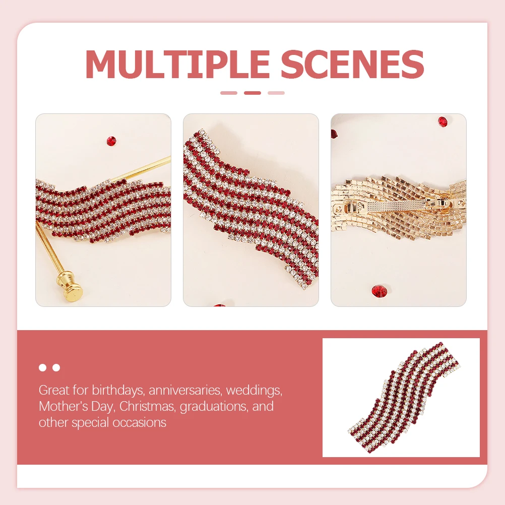 

Красная заколка для волос со стразами, гладкие края, блестящие свадебные аксессуары для волос, заколка для свадебной вечеринки, заколки со стразами