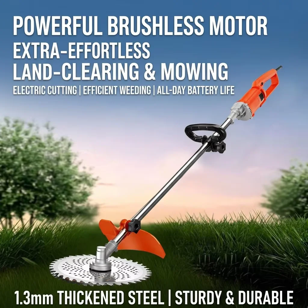 21V Brushless Wireless Rechargeable Lithium Grass Cutter Electric Garden Weed Trimmer With Battery