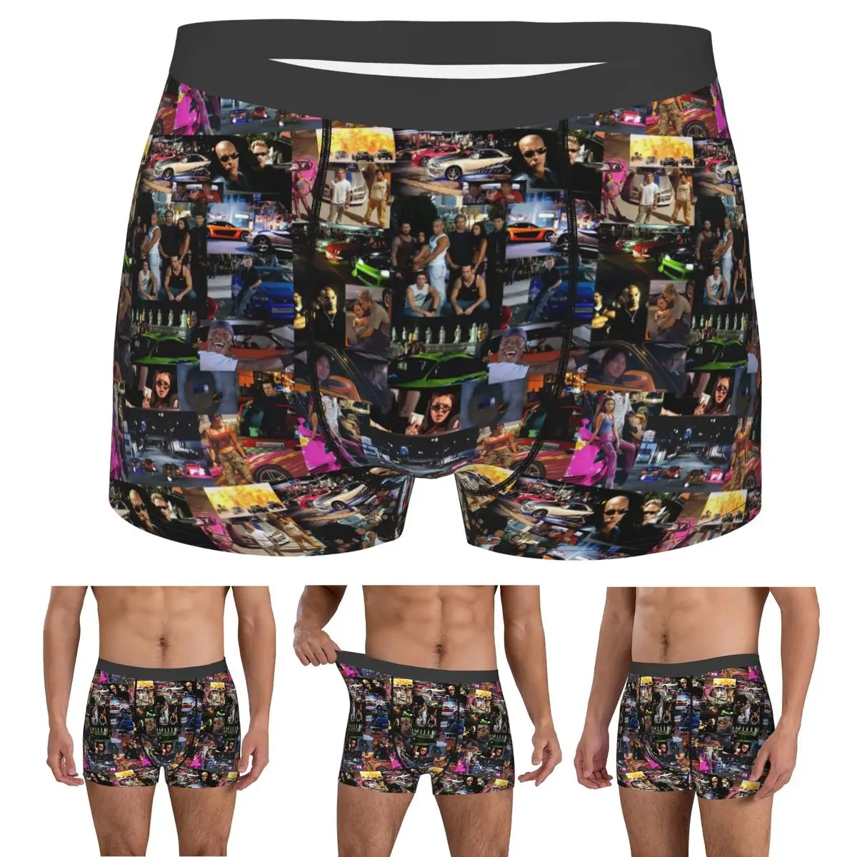 

Boxer Underpants Shorts Fast And Furious Collage Panties Men Ventilate Underwear for Homme Man Boyfriend Gift