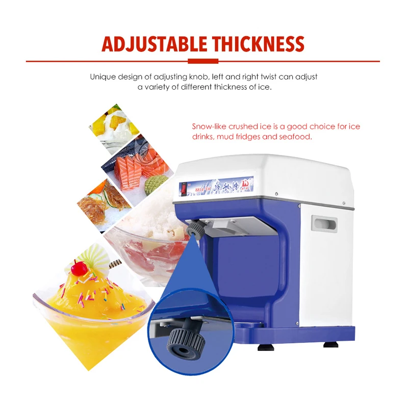 Commercial Grade Electric Ice Crusher Stainless Steel Shavings Food Processor Machine for Factory Use