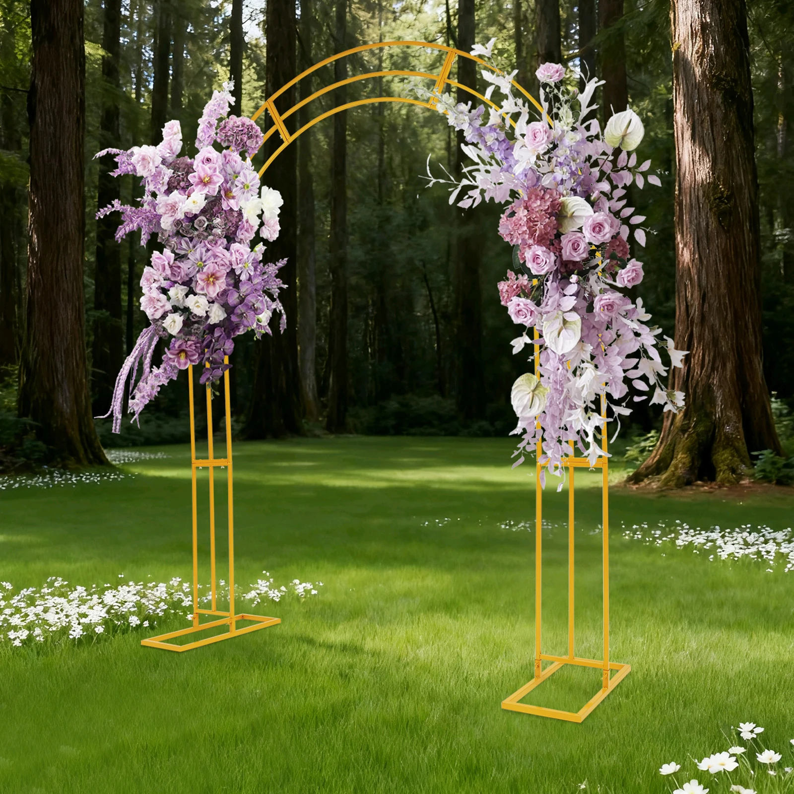 

NEW 3-layer Metal Wedding Garden Arch Trellis: 8.53Ft Heavy Duty Backdrop Balloon Archway Decoration Stand with Sturdy Base