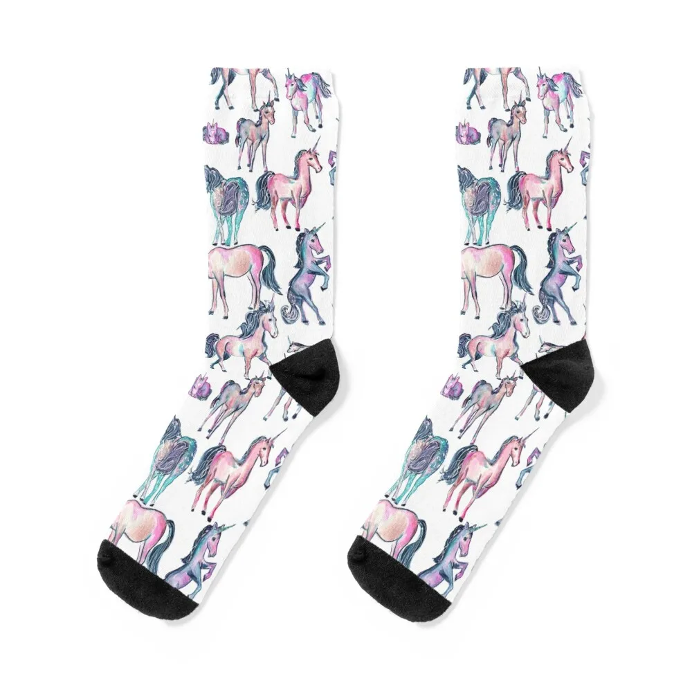 

Pink, Blue, and Turquoise Watercolor Unicorns Socks