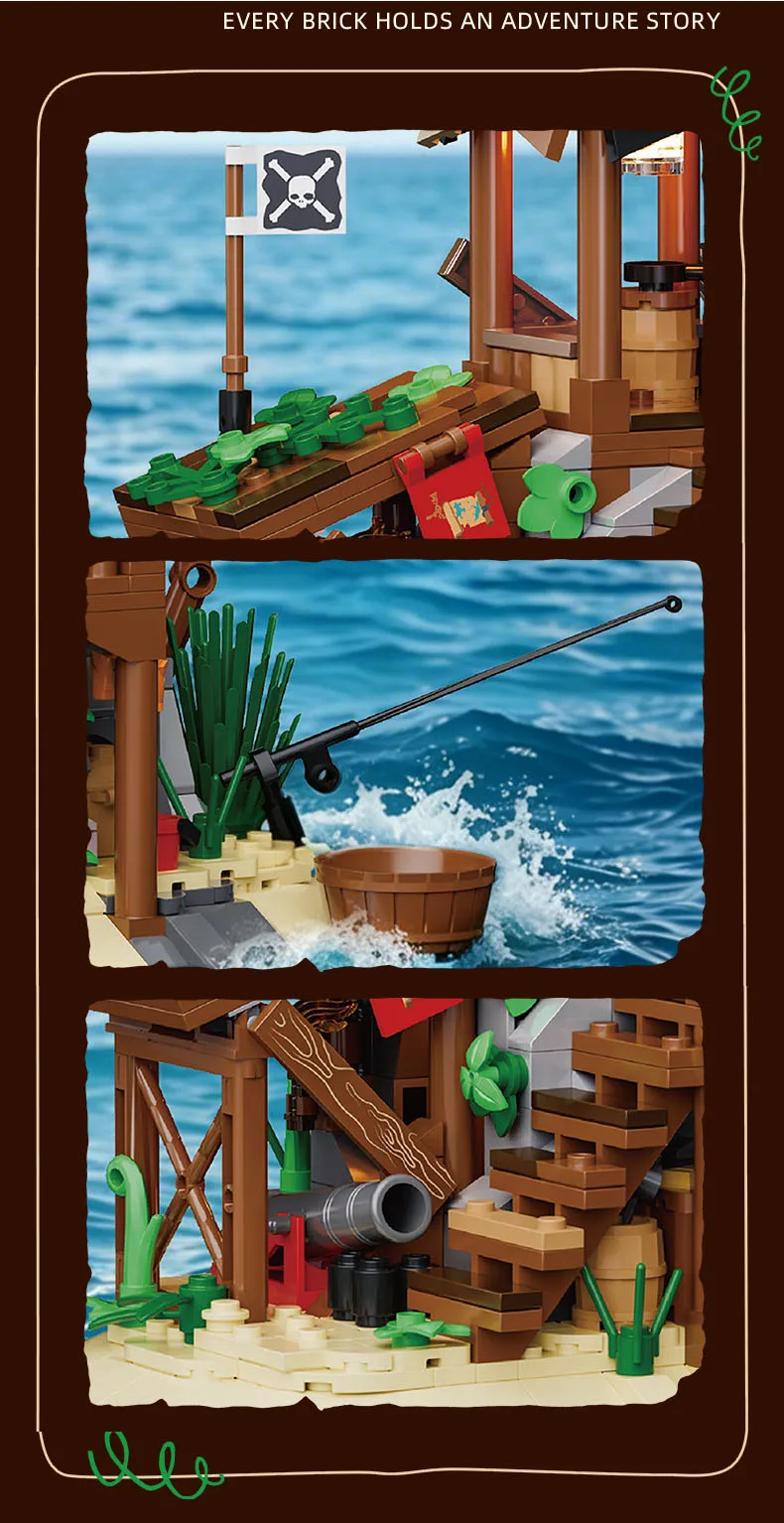 Idea Game Movie Piraten-Schiffsverschrottungsinsel Baustein-Modellsets Bausteine Lernspielzeug mit Licht als Geschenk – Detail 2
