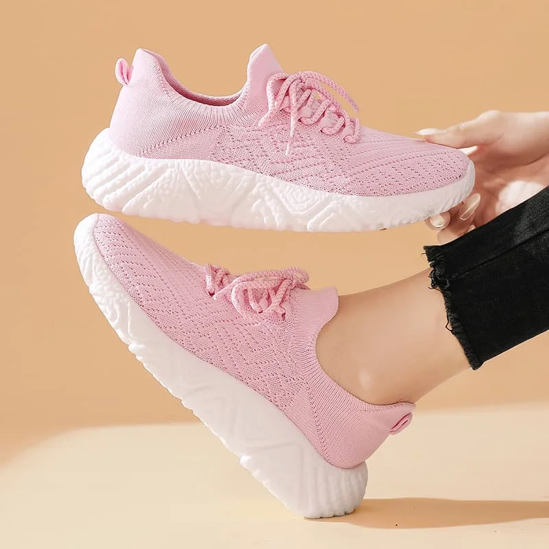 Trendy Pink Women's Running Shoes Big Size 42 Breathable Socks Platform Sports Shoes Trainers Woman Non-slip Outdoor Sneakers