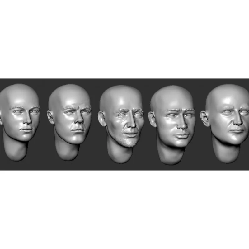 

1/35 Scale Die Casting Resin Soldier Head Model Kit Bald Head 5 Heads Unassembled and Unpainted Free Shipping 022X