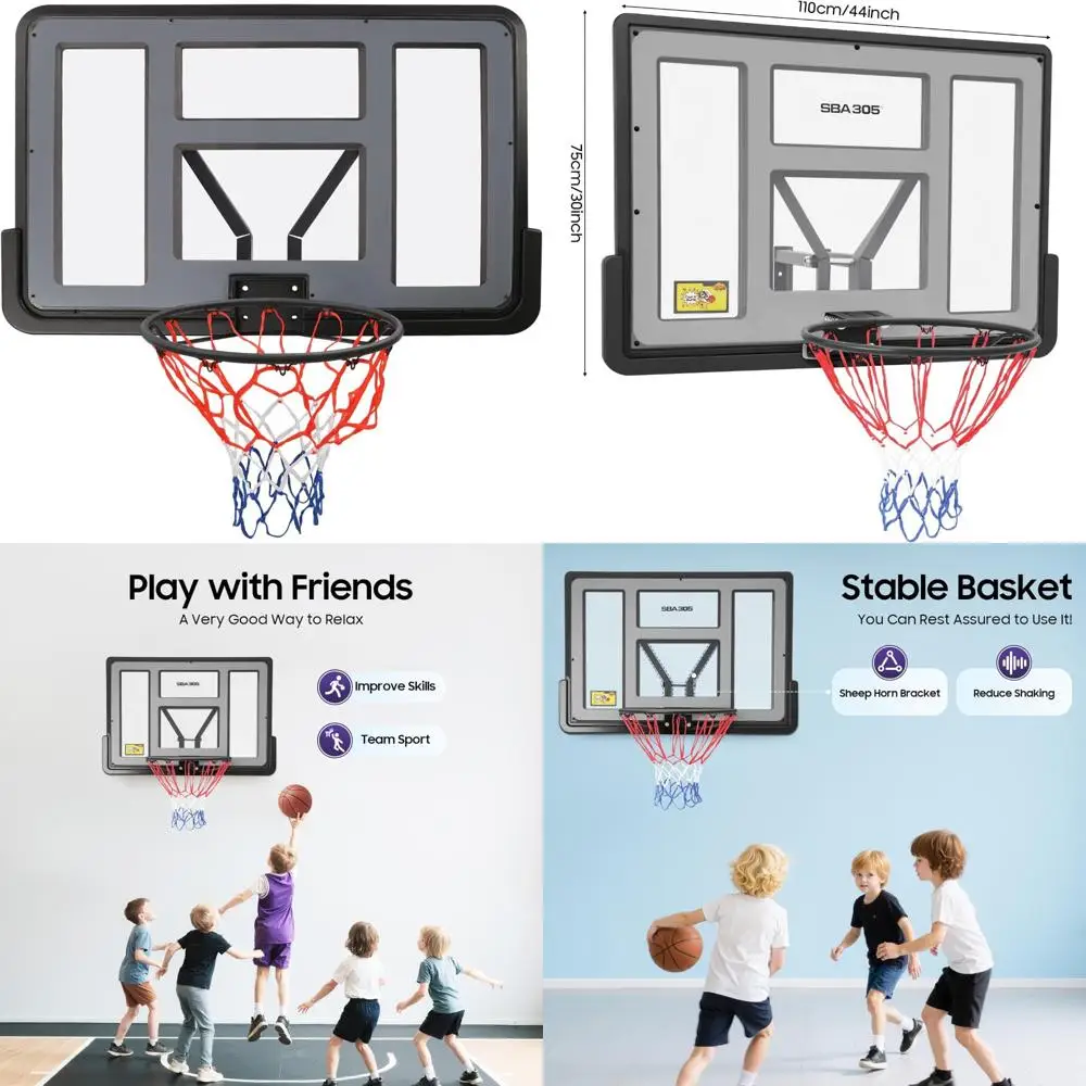 

indoor/outdoor professional basketball hoop combo with durable pet acrylic backboard and iron rim for wall mounting
