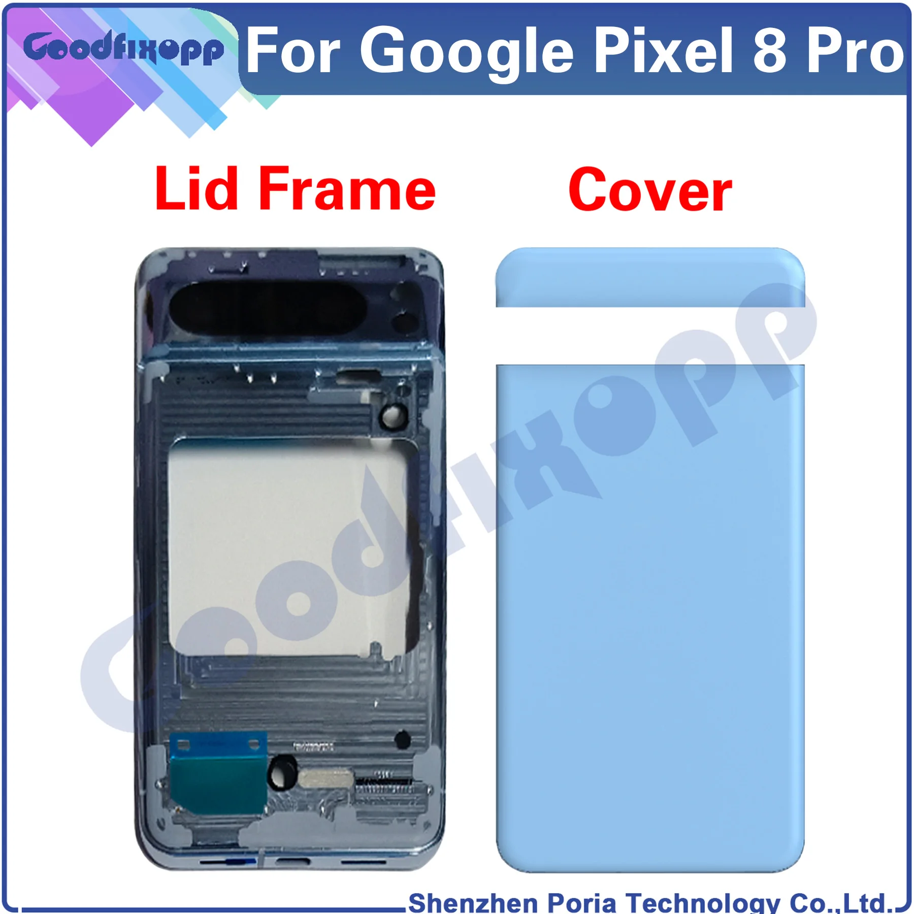 For Google Pixel 8 Pro GC3VE G1MNW Middle Frame Battery Lid Back Cover Rear Case Repair Parts Replacement