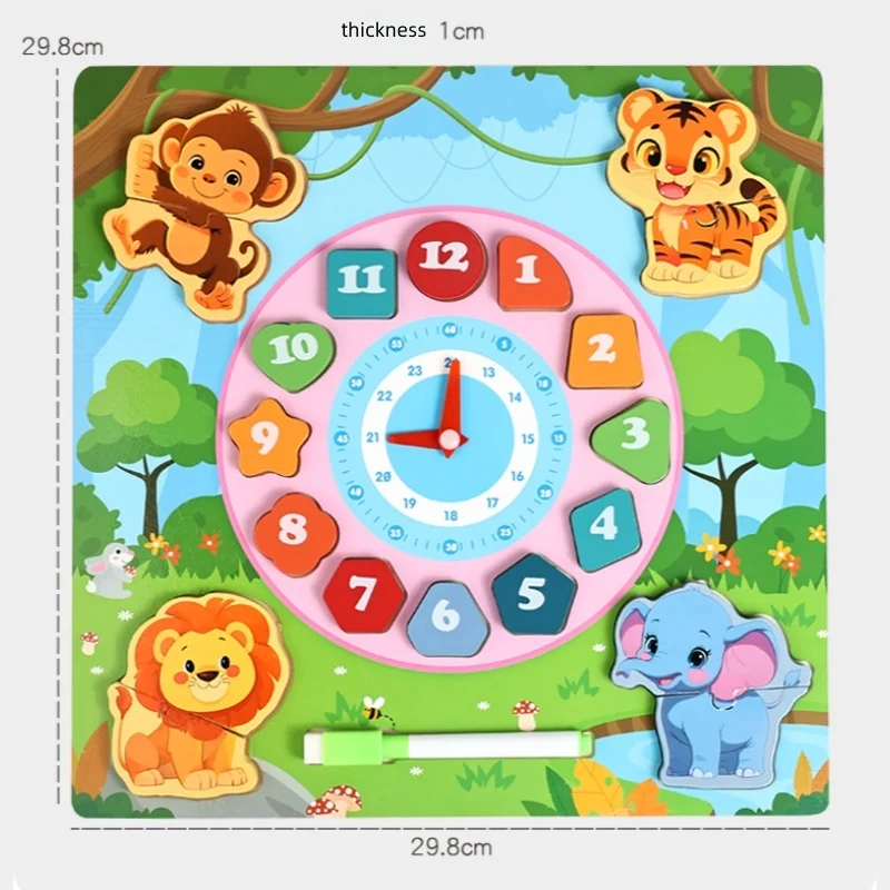 Zabawki Montessori Drewniane Kreatywne Puzzle 3D Klocki Konstrukcyjne Tangram Układanka Wczesna Edukacja Rozwój Poznawczy Dzieci Nauka Czas Nauczanie