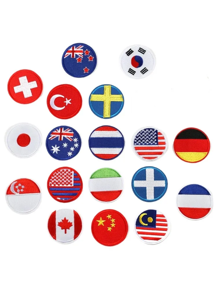Mały rozmiar Okrągła naszywka z flagą Naprasowanka Baner kraju Włochy Emblemat tarczy Francja Malta Odznaka ze złotą krawędzią Puerto Rico Aplikacje z flagą — zdjęcie 2