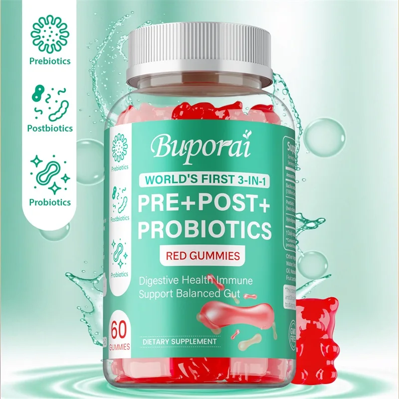 Pre+Post+ Probiotic Gummies - Helps with Digestive Health, Provides Immune Support, and Boosts Energy. Gluten-free and Non-GMO