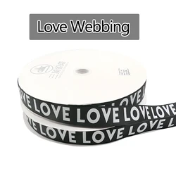 5 Yards 25mm Love Ribbon Printed Grosgrain Ribbons for Gift Wrapping Wedding Decoration Hair Bows DIY