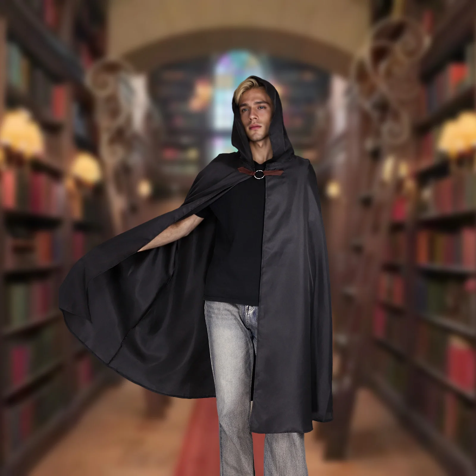 

Adults Hooded Cloak Warrior Vampire Costume Cosplay Halloween Cloak Party Costume Dark Style