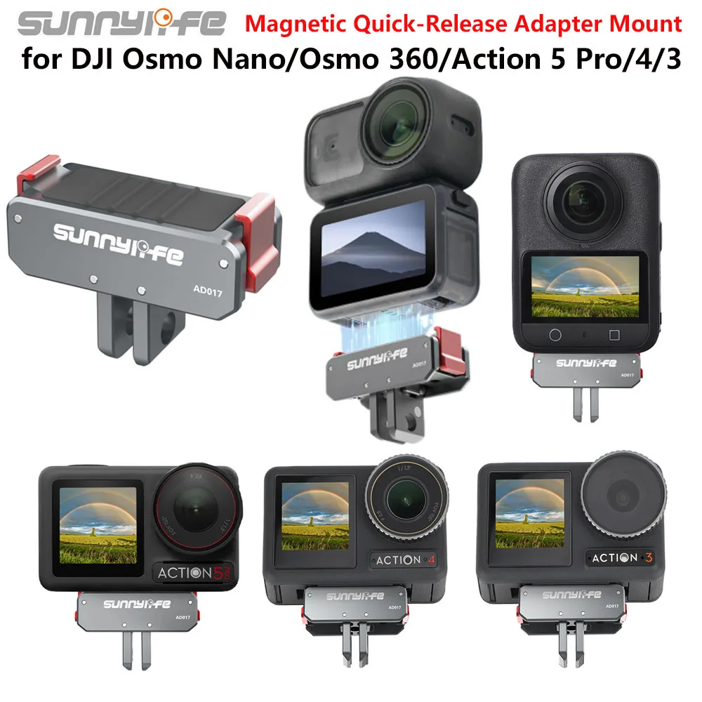

Sunnylife Magnetic Adapter Mount for DJI OSMO Nano/OSMO 360/Action 5 Pro Camera Foldable Quick Release Tripod Adapter Mount Base