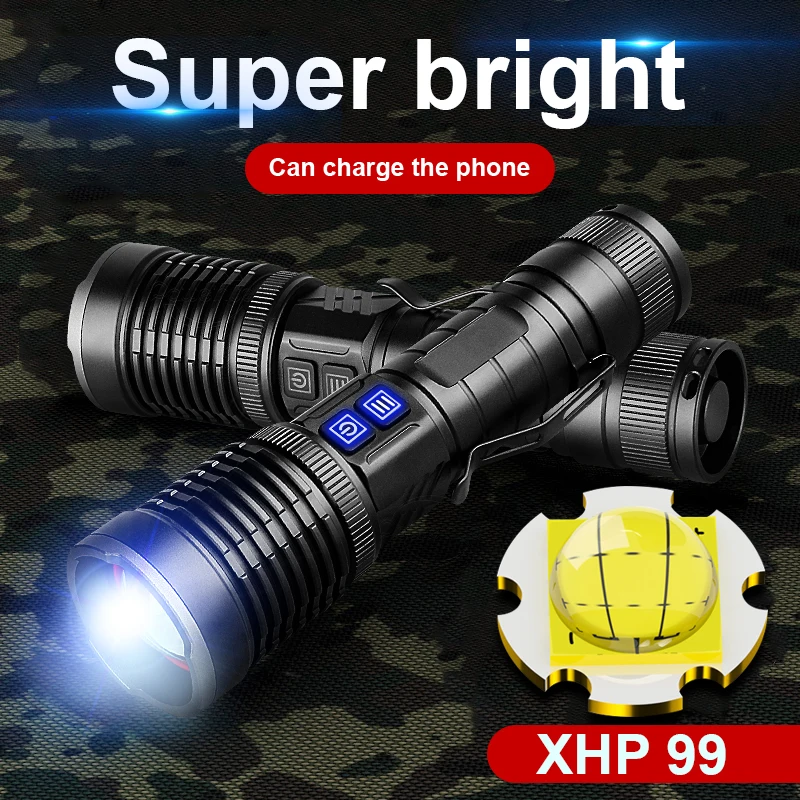 

Мощный светодиодный фонарь XHP99 с телескопическим зумом, суперяркий, перезаряжаемый, для охоты и походов