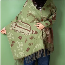 Scarf Shawl Button Dual-purpose Cute Cartoon Witch Kitten Scarf Winter Warm Cute Girl Thickened Warm Japanese Long Scarf Shawl