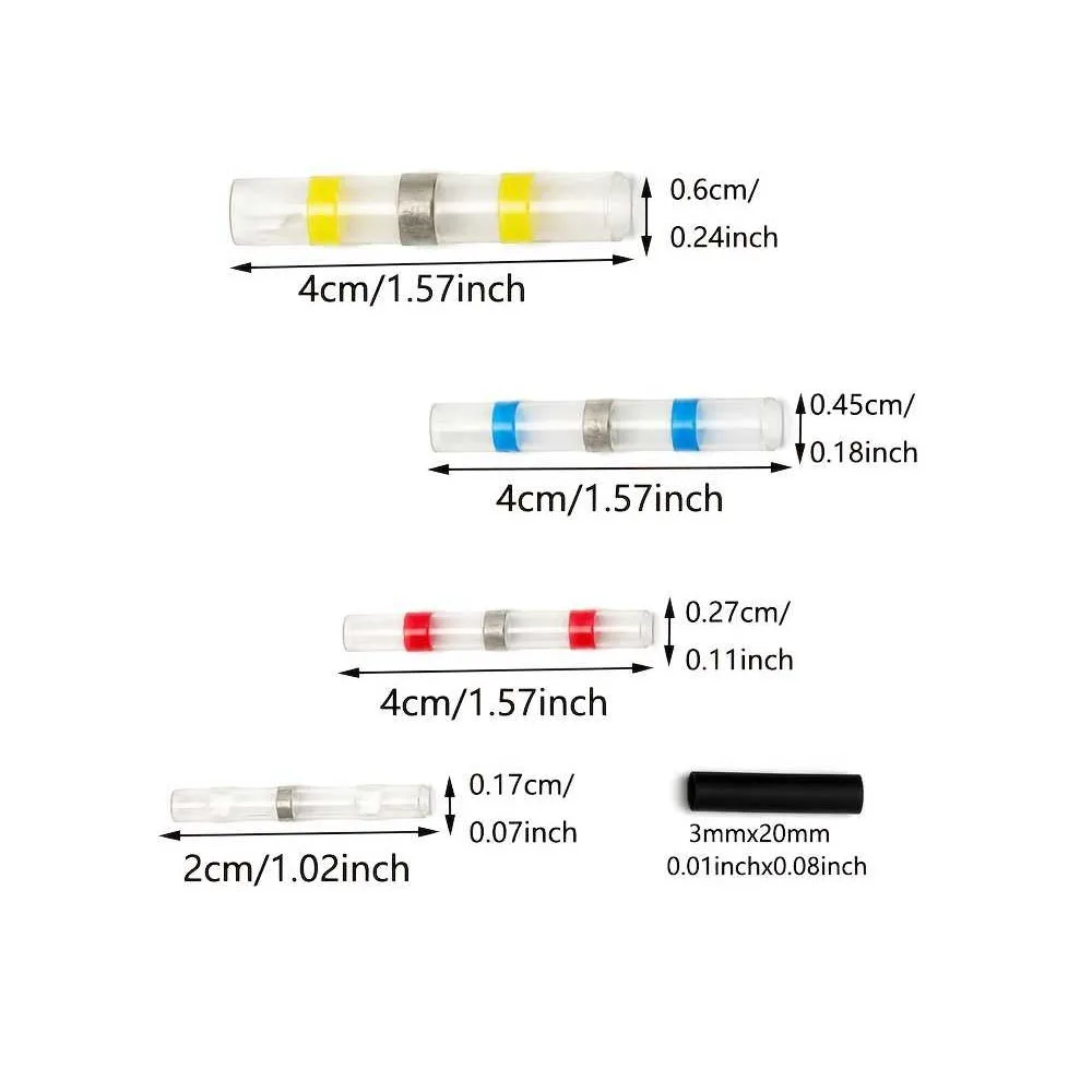230-Piece Set of Heat-Shrink Terminals Heat-Shrink Tubing Heating Tubes and Solder Tubes—5 Color Combinations 5 Terminal Sizes—I