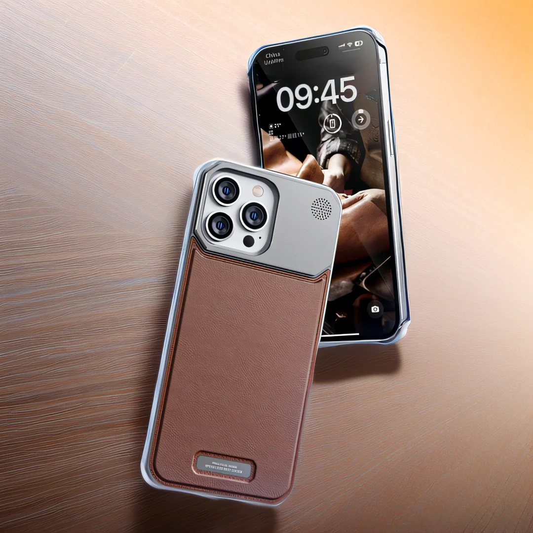 Aluminum Alloy and Leather with Aromatherapy Iphone 15 Pro Magnetic Case Heat Dissipation Easy To Install for 15 Pro max