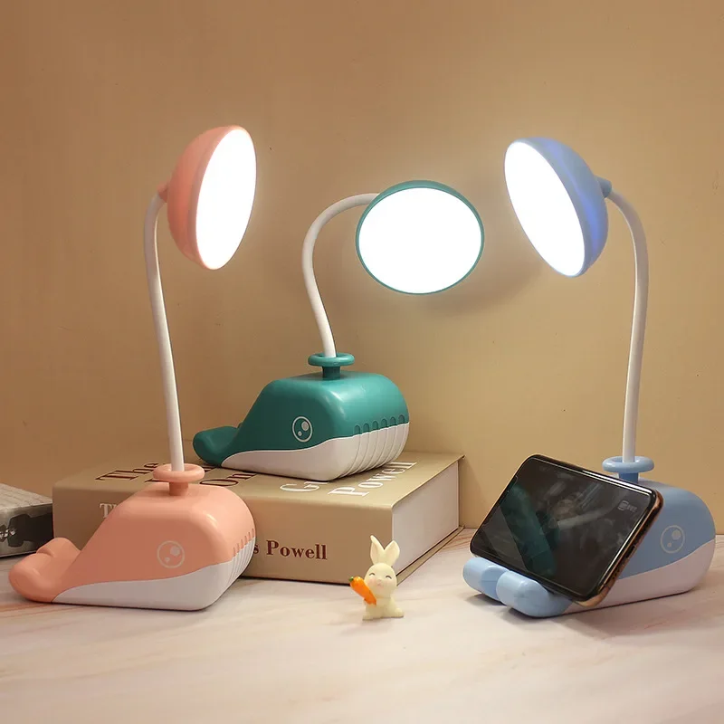 

Cartoon Whale Small Table Lamp Mini Led Bedside Lighting Night Light Student Dormitory Usb Charging Night Table Lamp