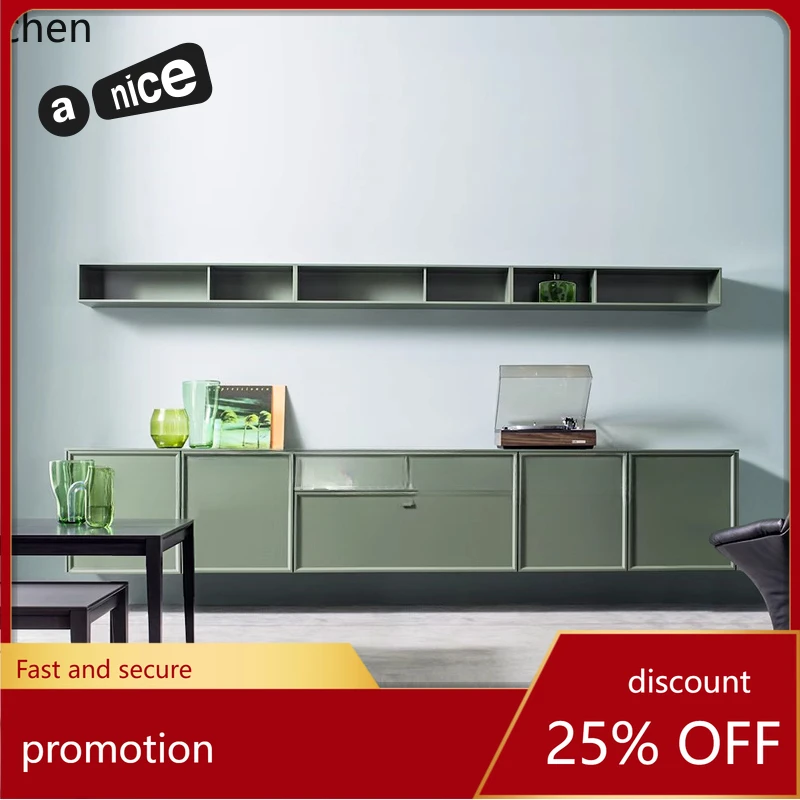 

HT minimalist living room TV cabinet modern simple suspended small apartment locker