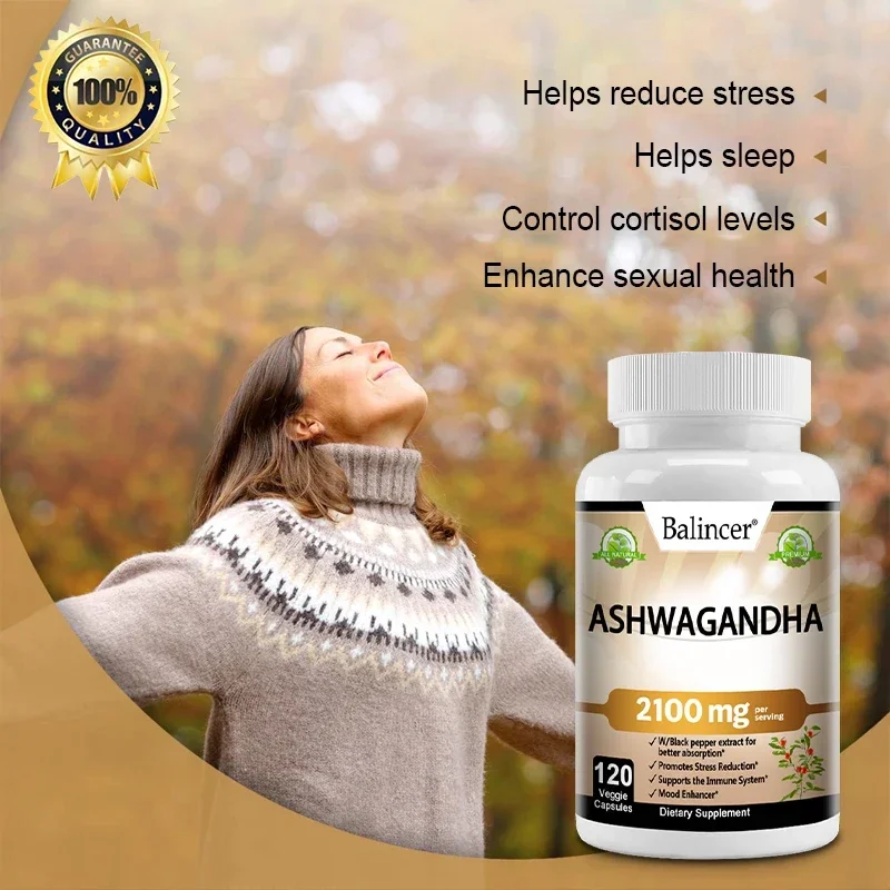 Organic Ashwagandha 2,100 Mg - 120 Veggie Caps - Stress Relief, Mood Improvement