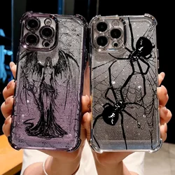 Luxury Black Angel Death Demon Plating Case For Xiaomi Redmi 14C 13C 12C K50 K40 Note 13 12 11 10 9S 4G 5G Anti Fall Back Cover