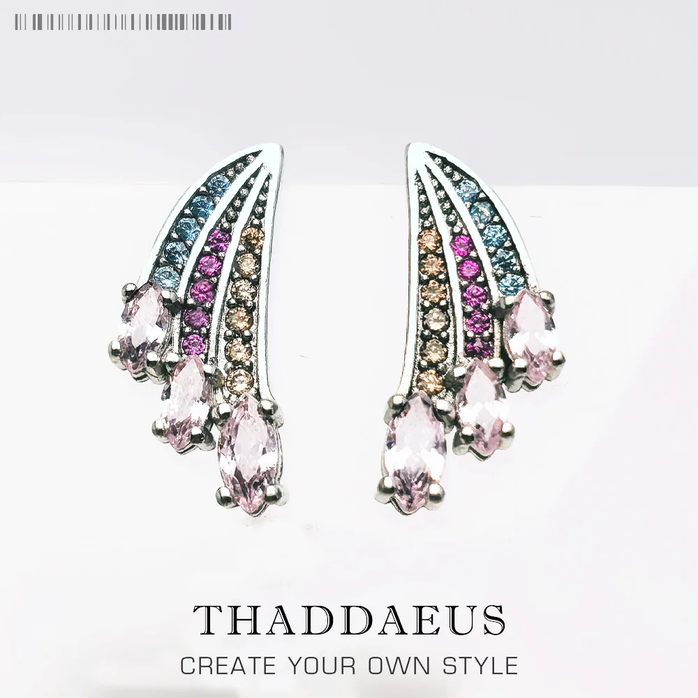 

Ear Studs Hummingbird Wing,Unusual Rainbow Look Jewerly For Women Summer New Bohemia Powerful Gift In 925 Sterling Silver