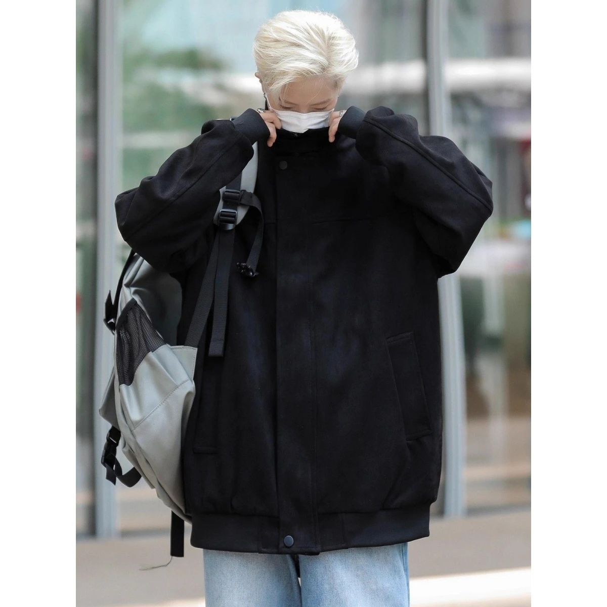 

Мужская замшевая куртка на весну-осень, свободного кроя, с воротником-стойкой, в ретро-американском стиле, модный бренд, универсальный дизайн, верхняя одежда из полиэстера