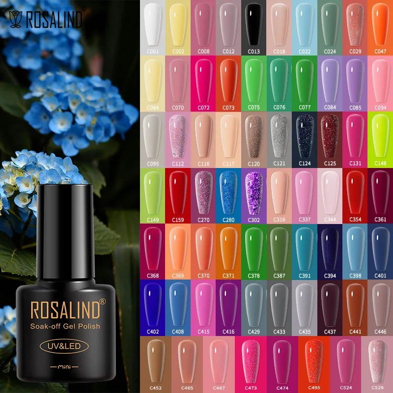 

ROSALIND Newly Gel Nail Polish Multiple Color Soak Off UV Lamp Semi Permanent Pure Shiny Nail Gel Varnish For Salon Nail Art