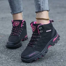 

Large-sized leather outdoor hiking shoes with fashionable color matching for women, anti-slip and wear-resistant sneakers women