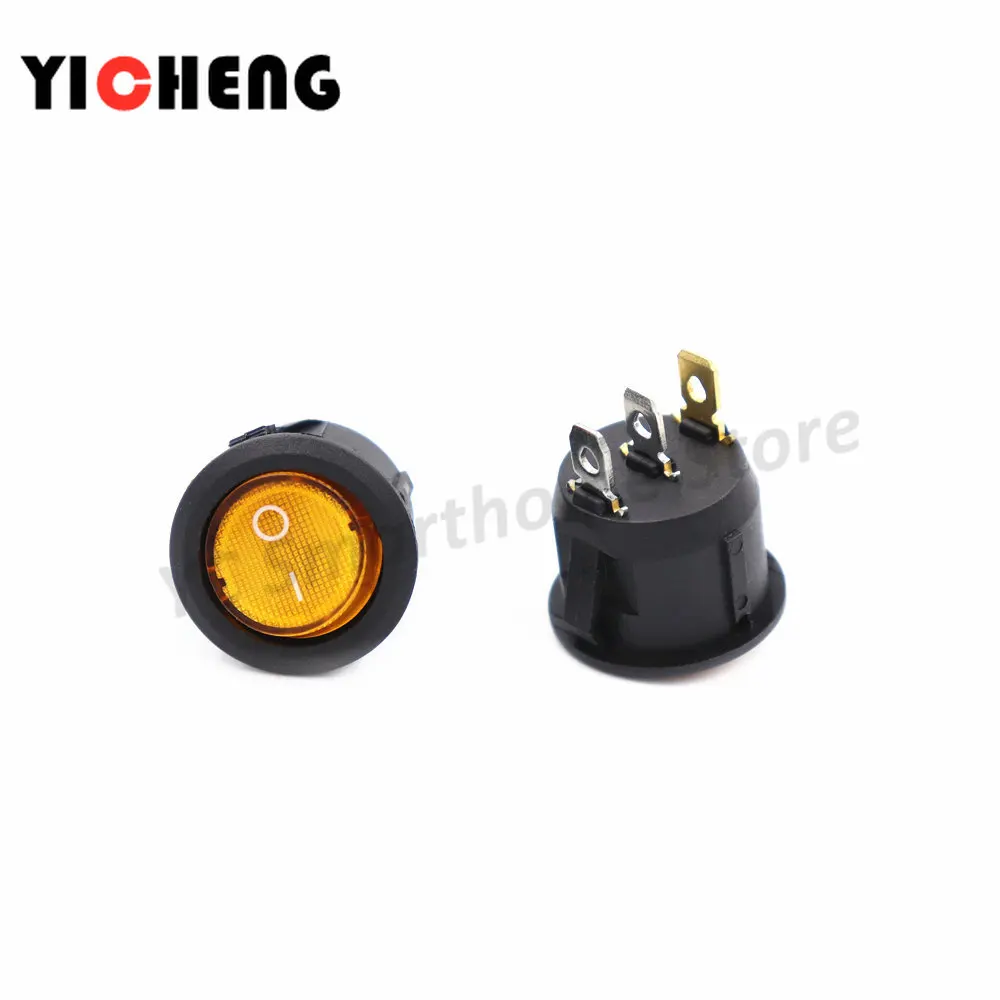 1Pcs KCD1 12V/220V ON/OFF 3Pin รอบ Rocker สวิทช์ไฟ LED ส่องสว่างด้วยแสง,สวิทช์ไฟ
