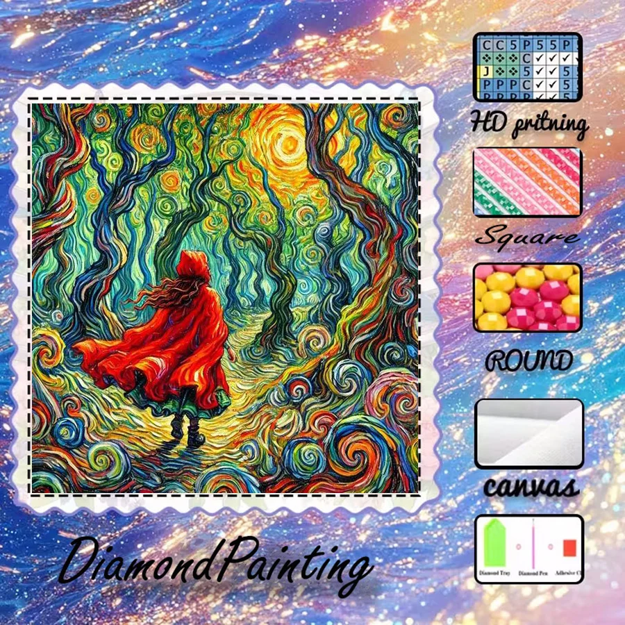 

1 piece - 5D-DIY - Flocking cloth - Special drill - Diamond painting set - Mist Forest - Mosaic - Diamond Art
