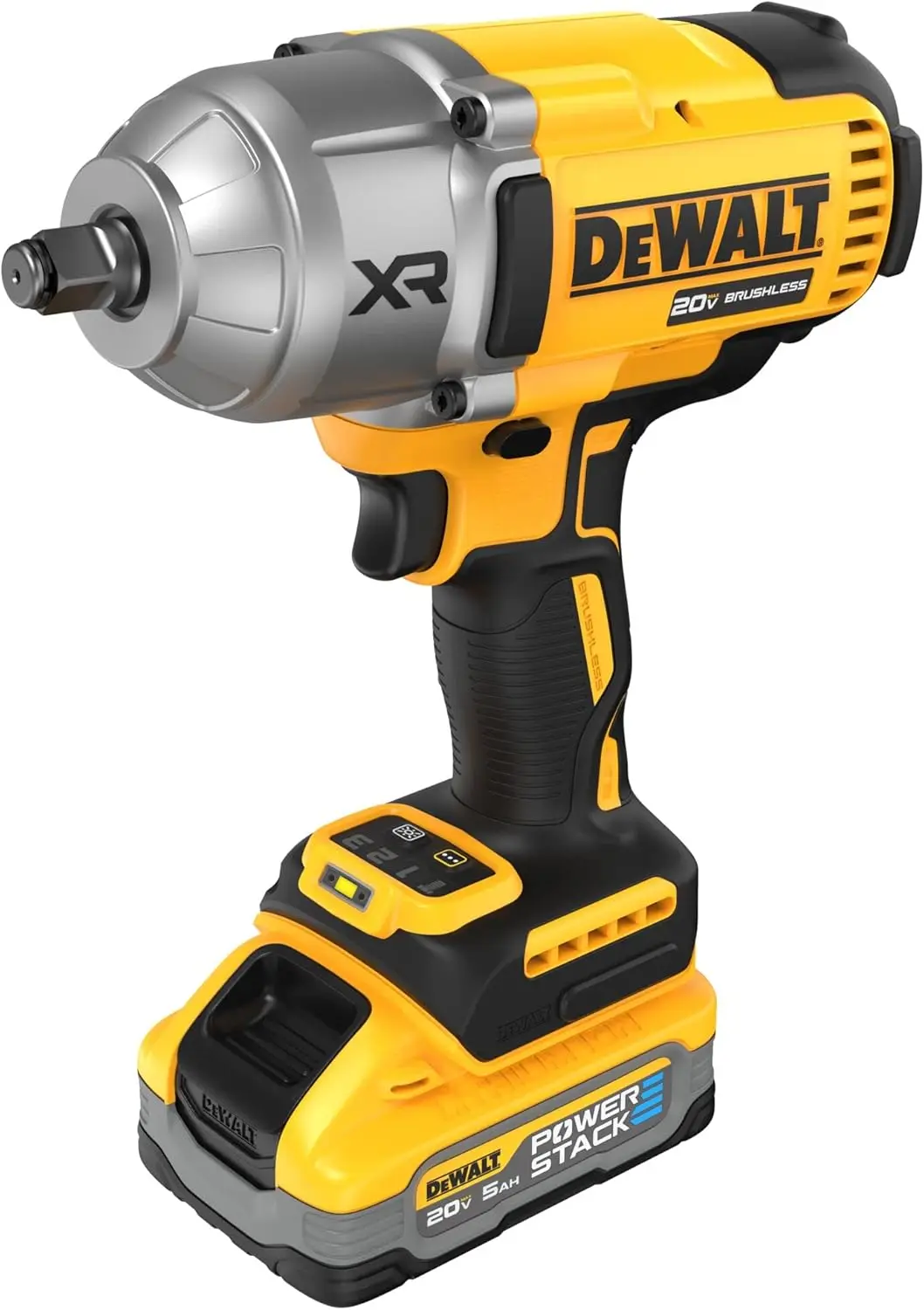 DEWALT 20V MAX* XR draadloze slagmoersleutel, borstelloos, 0,5 inch. Hoog koppel met 5,0 Ah batterij (DCF900H1)